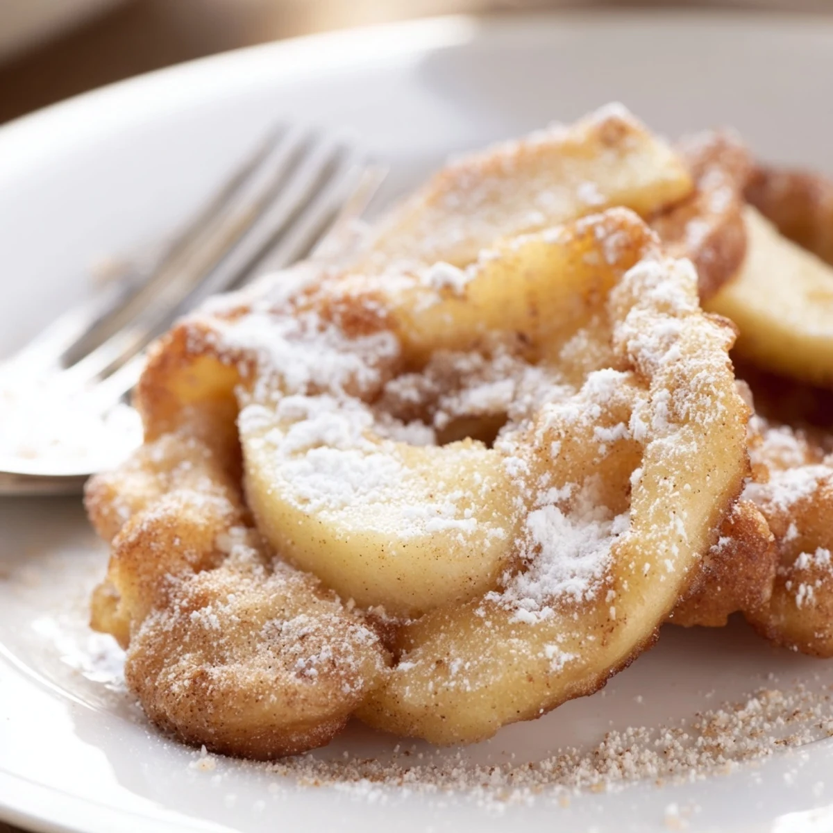 Saftige Apfelringe in zartem Teig, ideal für den Kaffee am Nachmittag.